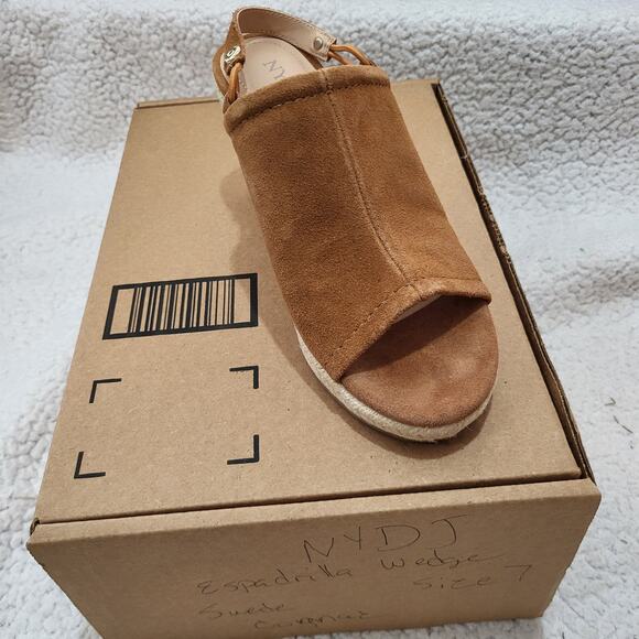 NEW NYDJ Women's CAI Espadrille Wedge Sandal, Suede Cognac SIZE 7 - Picture 3 of 8